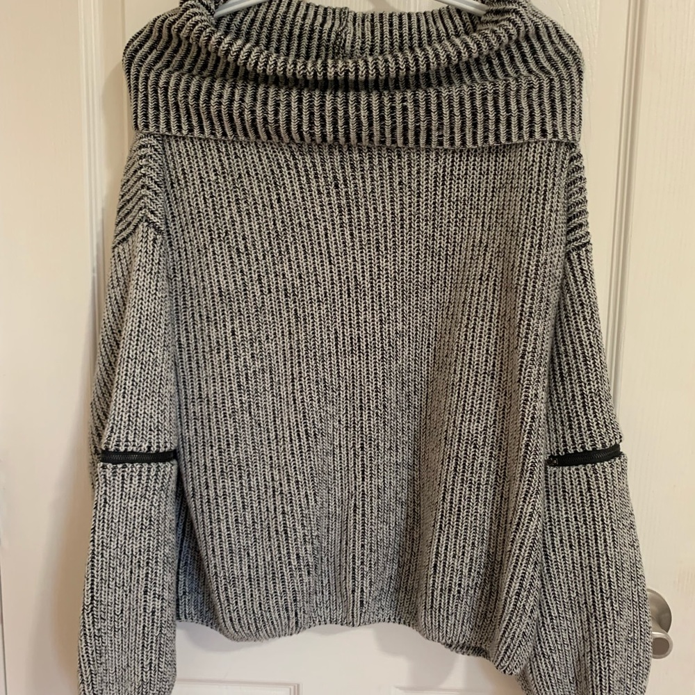 Grey cowl neck knitted sweater